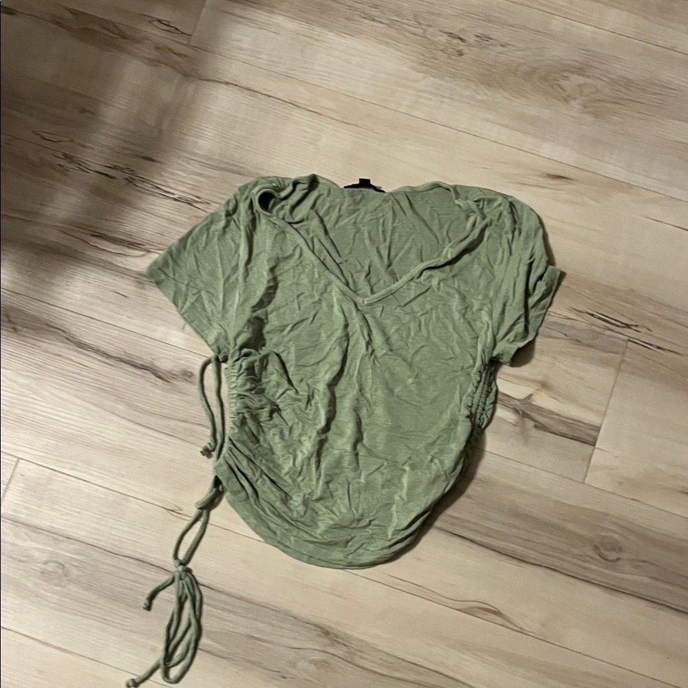 Ambiance Sage Green Ruched Women's Blouse